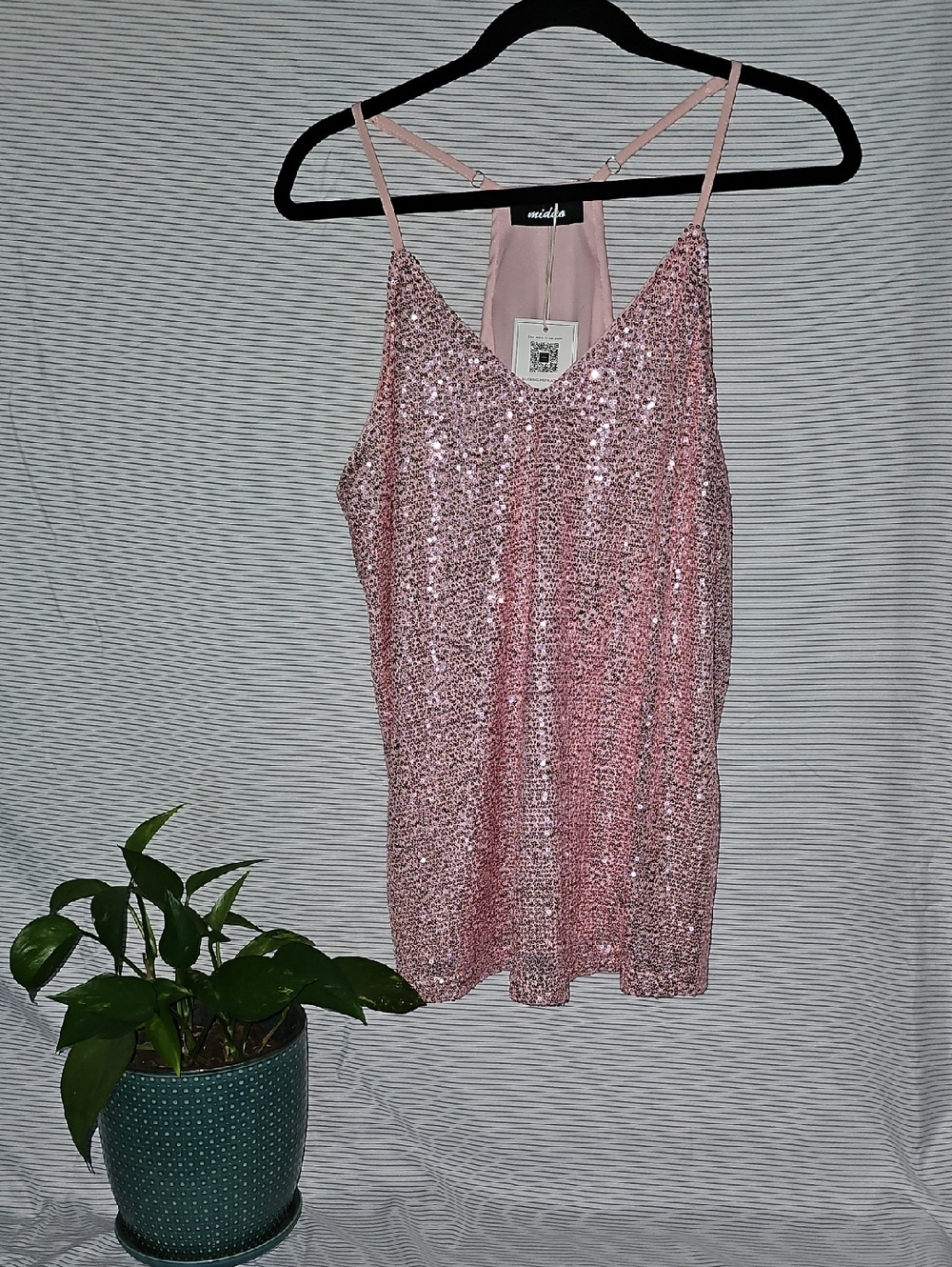 Middy Pink Sequin Spaghetti-Strap Cami by Middy
